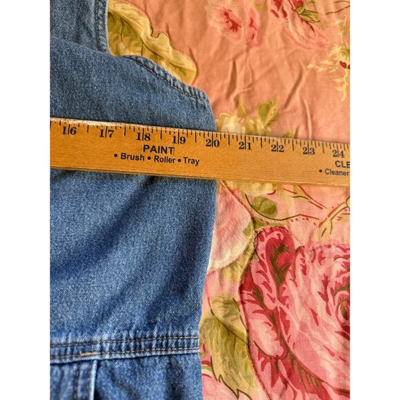 Vtg AMI Womens L Denim Jumper Maxi Dress Cotton Country Modest Teacher Y2K Read - Picture 7 of 10